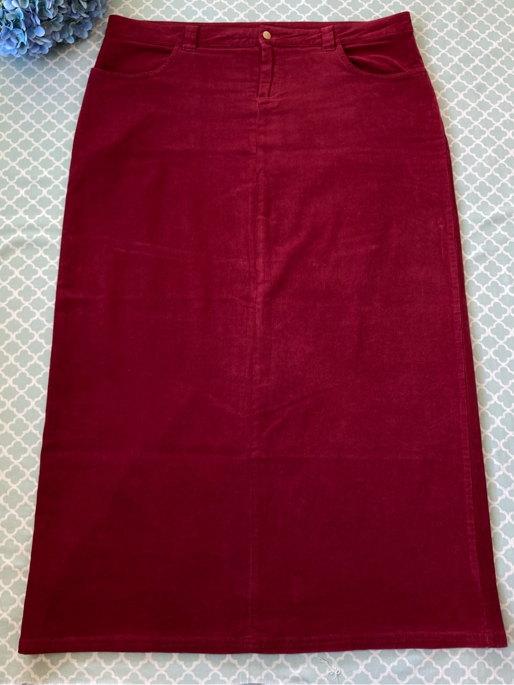 Inherit Gwen Thin Whale Burgundy Corduroy Long Skirt 20